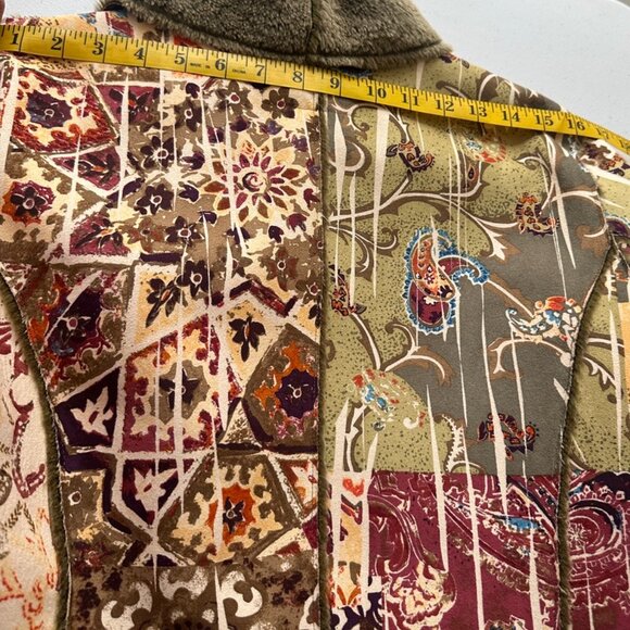 Chico's VINTAGE Boho Art to Wear paisley print faux fur-lined coat jacket - Picture 11 of 11